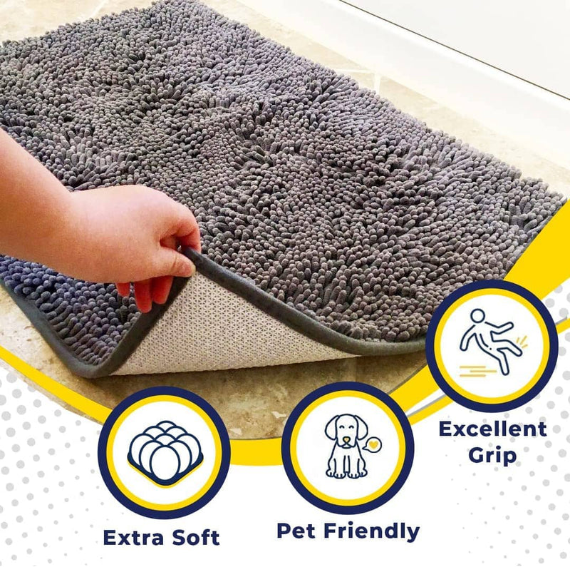 Pet Fit For Life New Soft Non-Slip Microfiber Pet Door Mat, Washable, Super  Absorbent, and Durable - Catches Mud and Dirt from Paws to Keep House Clean  - Large, Grey
