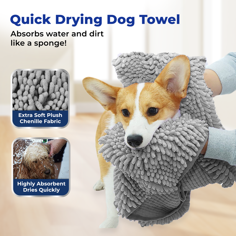 Ultra Absorbent Sponge Towel for Pets - Bath Towels - Gray