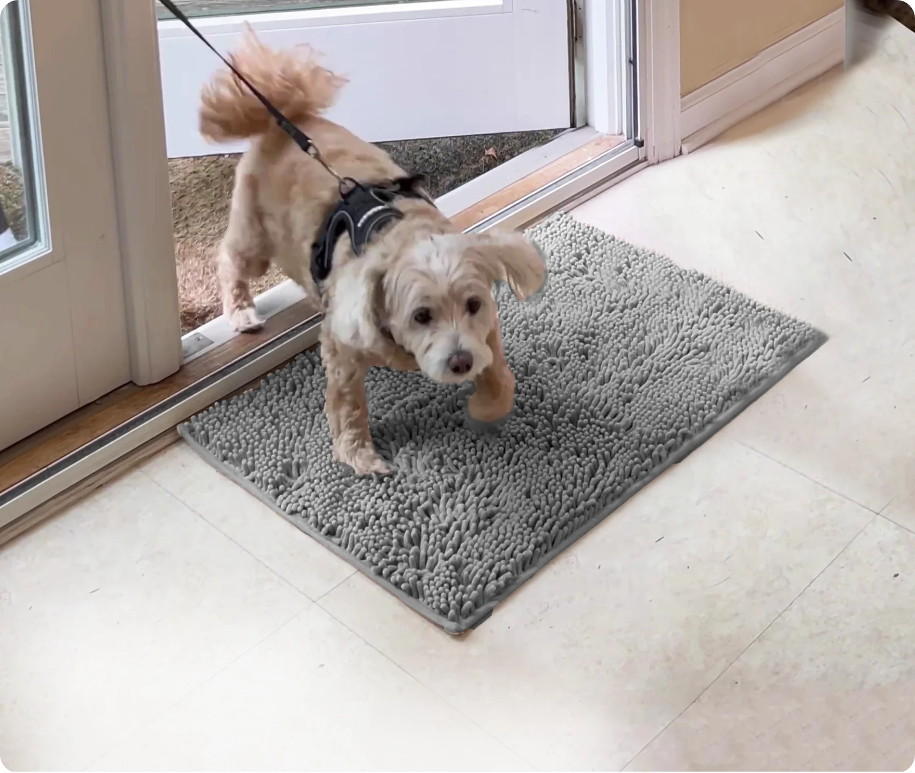 FURHAVEN Muddy Paws Towel & Shammy Dog Mat, Gray, Small 
