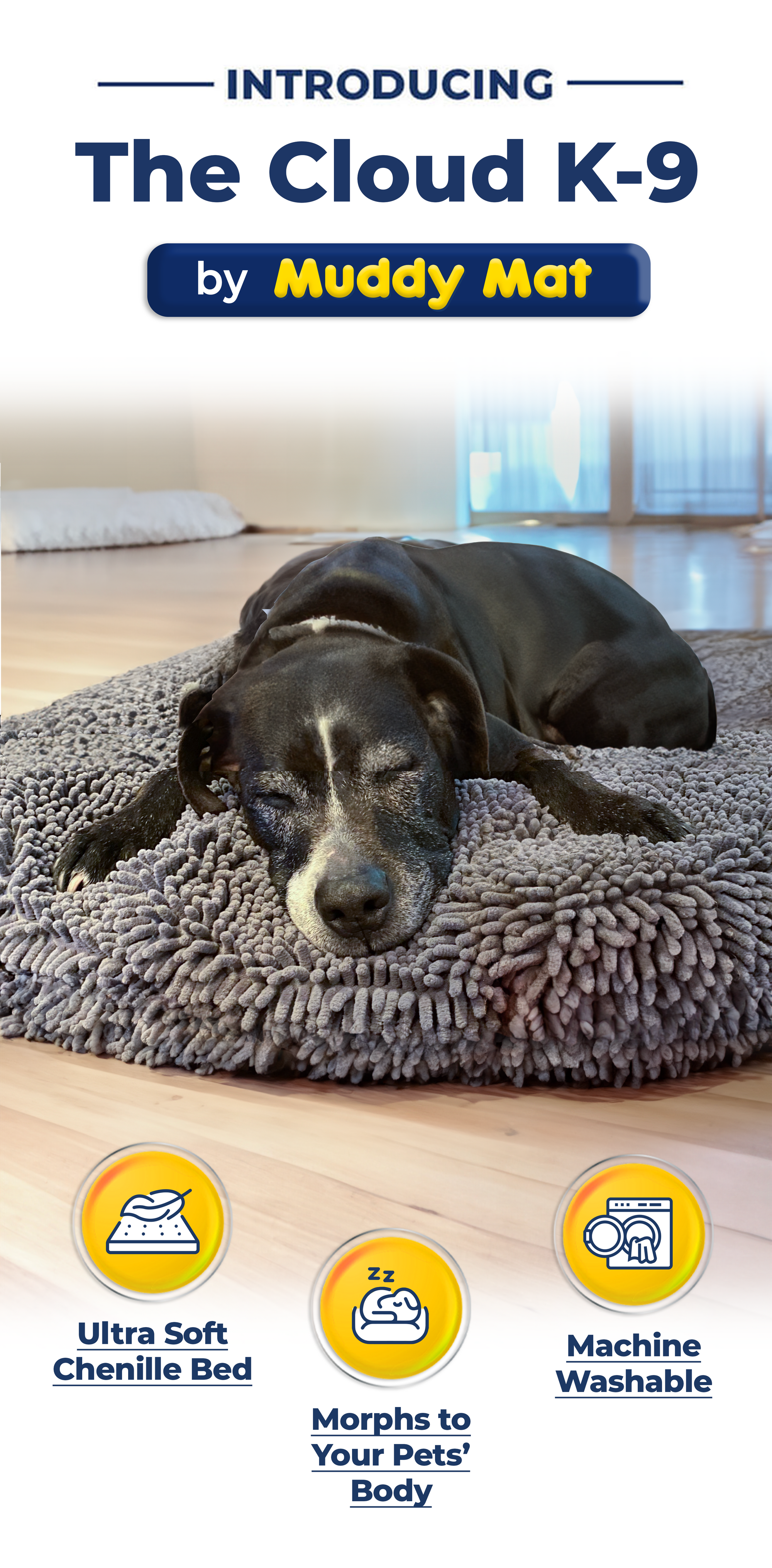  Muddy Mat® Cloud K-9 Bed for Dogs & Cats, Soft